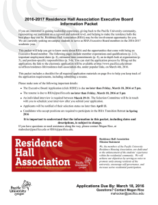 2016-2017 Residence Hall Association Executive Board Information Packet