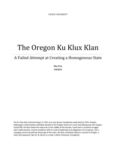 The Oregon Ku Klux Klan  A Failed Attempt at Creating a Homogenous State 