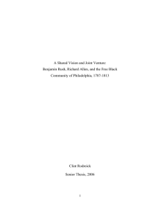 A Shared Vision and Joint Venture: Community of Philadelphia, 1787-1813