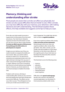 Memory, thinking and understanding after stroke