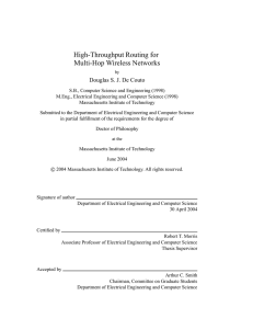 High-Throughput Routing for Multi-Hop Wireless Networks Douglas S. J. De Couto