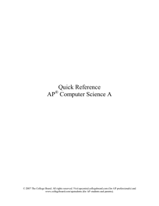 Quick Reference AP Computer Science A