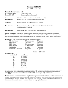 Anatomy (ABIO 232) Fall 2009, Section 006