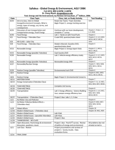 Syllabus ‐ Global Energy &amp; Environment, AGLY 398K 