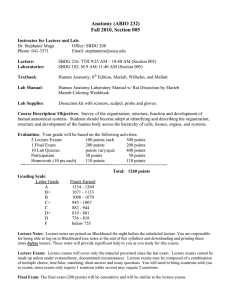 Anatomy (ABIO 232) Fall 2010, Section 005