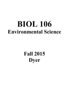 BIOL 106  Environmental Science Fall 2015