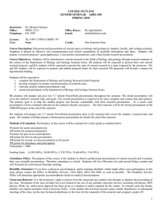 COURSE OUTLINE SENIOR SEMINAR    ABIO 490 SPRING 2010