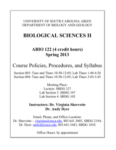 BIOLOGICAL SCIENCES II Course Policies, Procedures, and Syllabus