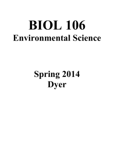 BIOL 106  Environmental Science Spring 2014