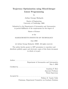 Trajectory Optimization using Mixed-Integer Linear Programming Arthur George Richards