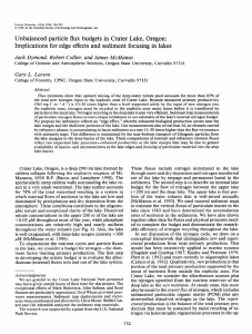 Unbalanced  particle  flux  budgets in  Crater ... Implications  for  edge effects and  sediment ...