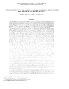 1. PALEOCEANOGRAPHY  OF THE EASTERN EQUATORIAL PACIFIC DURING ... SYNTHESIS  OF LEG  138 DRILLING  RESULTS