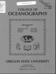 OCEANOGRAPHY COLLEGE OF OREGON STATE UNIVERSITY jr