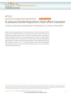 A polysaccharide bioprotonic field-effect transistor ARTICLE Chao Zhong , Yingxin Deng