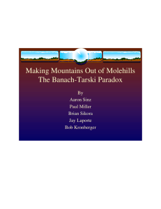 Making Mountains Out of Molehills The Banach-Tarski Paradox By Aaron Sinz