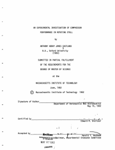 AN  EXPERIMENTAL INVESTIGATION OF COMPRESSOR PERFORMANCE IN ROTATING STALL