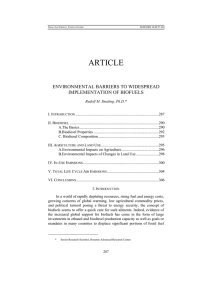 ARTICLE ENVIRONMENTAL BARRIERS TO WIDESPREAD IMPLEMENTATION OF BIOFUELS