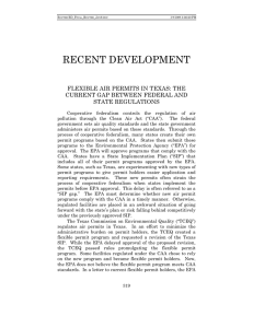 RECENT DEVELOPMENT FLEXIBLE AIR PERMITS IN TEXAS: THE STATE REGULATIONS