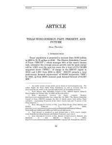 ARTICLE TEXAS WIND ENERGY: PAST, PRESENT, AND FUTURE