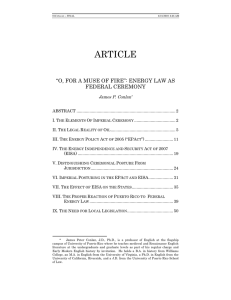 ARTICLE  ―O, FOR A MUSE OF FIRE‖: ENERGY LAW AS FEDERAL CEREMONY