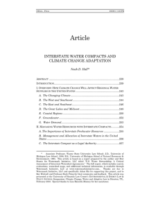 Article  INTERSTATE WATER COMPACTS AND CLIMATE CHANGE ADAPTATION