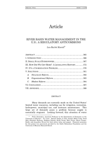 Article  RIVER BASIN WATER MANAGEMENT IN THE U.S.: A REGULATORY ANTICOMMONS