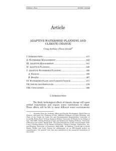 Article  ADAPTIVE WATERSHED PLANNING AND CLIMATE CHANGE