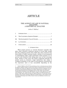 ARTICLE  THE AGENCY OF LAW IN NATURAL DISASTER: