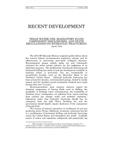 RECENT DEVELOPMENT  TEXAS WATER USE, MANDATORY FLUID COMPONENT DISCLOSURES, AND STATE