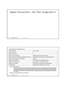 Digital Transactions:  Part Two: Assignment 5 Development Agreements