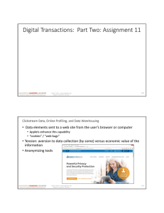 Digital Transactions:  Part Two: Assignment 11 • Data elements sent to a web site from the user’s browser or computer