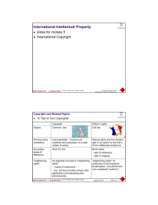 International Intellectual Property slides for module 5 International Copyright Copyright and Related Rights