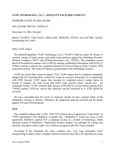 VLIW TECHNOLOGY, LLC v. HEWLETT-PACKARD COMPANY  SUPREME COURT OF DELAWARE