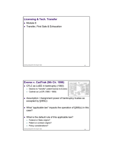 Licensing &amp; Tech. Transfer Everex v. CadTrak (9th Cir. 1996) Module 6