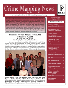 Crime Mapping News Inside this Issue Volume 4 Issue 2 Spring 2002