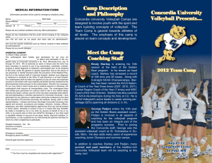Camp Description Concordia University and Philosophy Volleyball Presents....