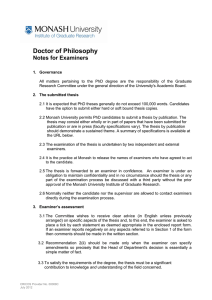 Doctor of Philosophy  Notes for Examiners