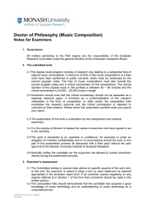 Doctor of Philosophy (Music Composition) Notes for Examiners