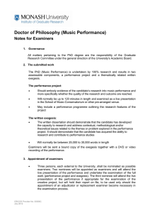Doctor of Philosophy (Music Performance) Notes for Examiners