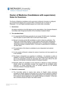 Doctor of Medicine (Candidature with supervision) Notes for Examiners