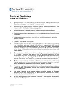 Doctor of Psychology Notes for Examiners
