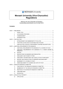 Monash University (Vice-Chancellor) Regulations Made by the Vice-Chancellor &amp; President