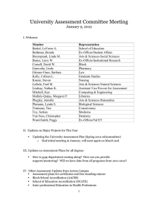 University Assessment Committee Meeting January 9, 2012