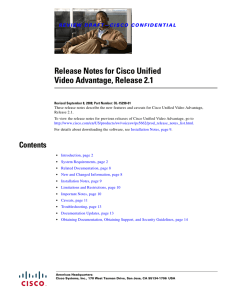 Release Notes for Cisco Unified Video Advantage, Release 2.1