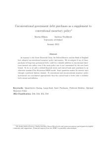 Unconventional government debt purchases as a supplement to conventional monetary policy ∗