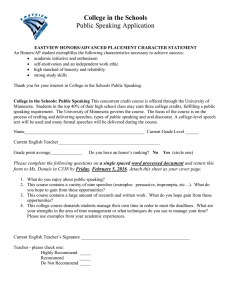 College in the Schools Public Speaking Application