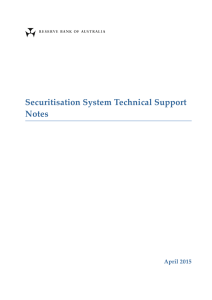 Securitisation System Technical Support Notes April 2015