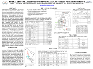 MINERAL DEPOSITS ASSOCIATED WITH TERTIARY ALKALINE IGNEOUS ROCKS IN NEW...