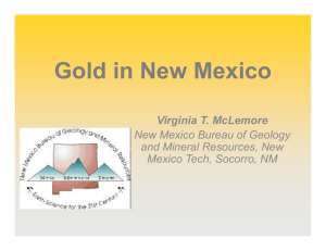 Gold in New Mexico Virginia T. McLemore New Mexico Bureau of Geology