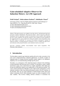 Gain-scheduled Adaptive Observer for Induction Motors: An LMI Approach Fethi Farhani